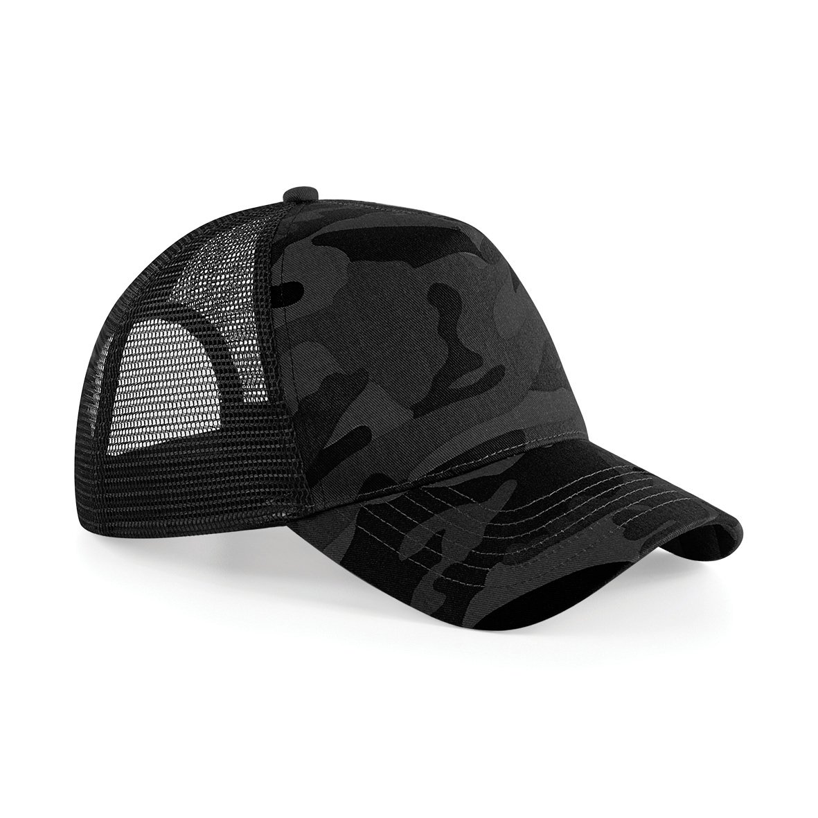 Beechfield Men's Midnight Camo Retro Camouflage Snapback Trucker Cap (One Size) (Midnight Camo)