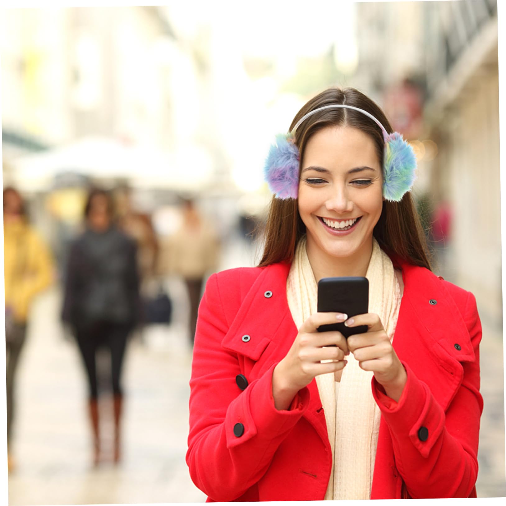 Homoyoyo 1 PC Comfortable Winter Ear with Adorable Faux Fur Design Warm Ear Cover for Cold Weather Gradient Green