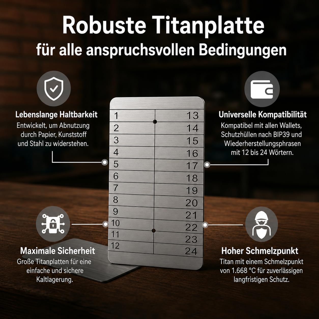 Crypto Seed Storage 2 x Laser-Gravur, kaltes Titan, Metallplatte, ausstanzbare oder ätzbare Platte für Offline-Bitcoin, Ethereum, Kryptowährung, Phrase Mnemonische