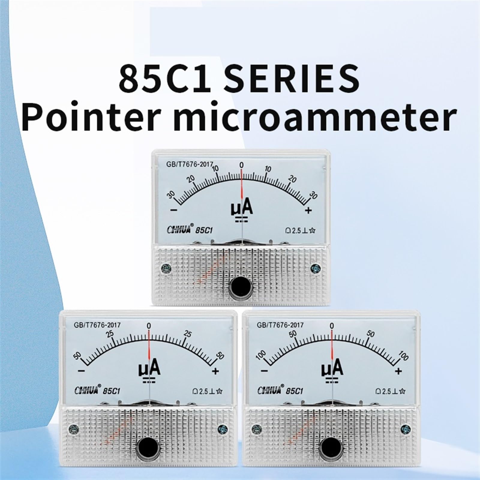 85C1 mikroamperomierz pozytywny i ujemny amperomierz analogowy miernik amperomierza ±30uA ± 50 uA ± 100 uA ± 200 uA ± 300 uA ± 500 uA (kolor: -300uA do 300uA, rozmiar: 64 x 56 mm)
