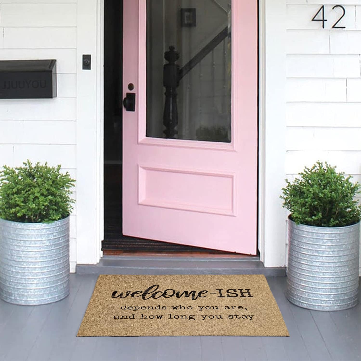 JJUUYOU Welcome Mats for Front Door Outdoor Entry Welcome Ish Depends Who You are Doormat Non Slip Rubber Mat for Home Indoor Farmhouse Funny Kitchen Mats Patio Full Brown : Patio, Lawn & Garden