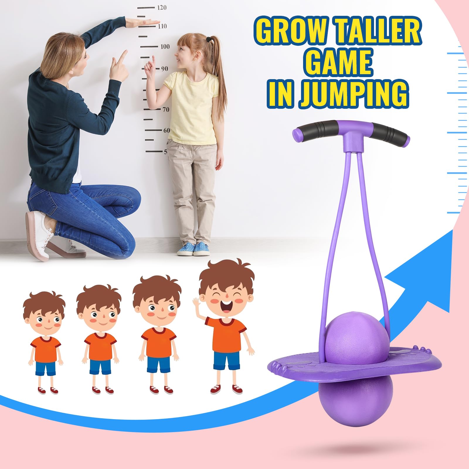 FAHKNS Kids Pogo Ball - Bounce & Play Hopper Ball for Ages 5+, Sturdy Pogo Stick for Kids with Handle, Indoor/Outdoor Active Toy for Balance & Coordination