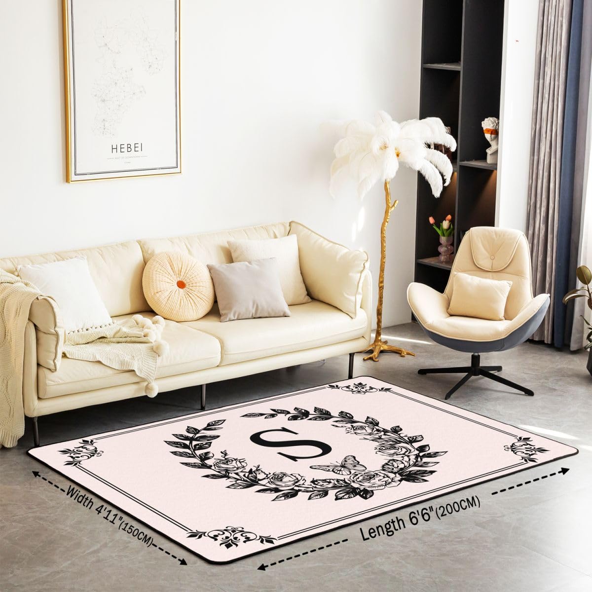 Homewish Dywaniki z monogramem litera S do sypialni 100 x 150 cm