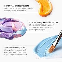 Vista 4 de ARTEZA Craft Acrylic Paint Set, Water-Based Acrylic Craft Paint, Matte Finish Artist Paints, Art Supplies for Glass, Wood, Ceramics, Fabrics, Leather