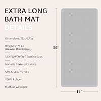 Vista 7 de OTHWAY Alfombra de Bañera Antideslizante, Alfombra de Baño de Goma Extra Larga para Bañera, Lavable a Máquina, Alfombra Antideslizante para Ducha