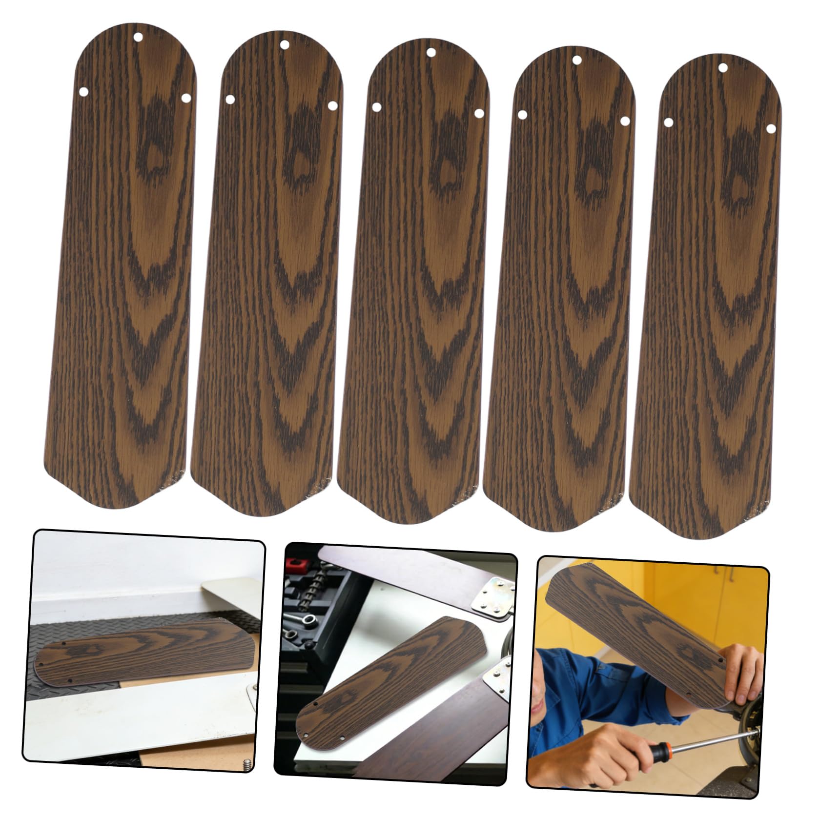 5 Pale di Ricambio Foro da 8 Mm 16,54 Pollici Sostituzione Singola o Set per Ventilatore a Soffitto in Legno Doppia Faccia per Interni ed Esterni, Patio e Veranda