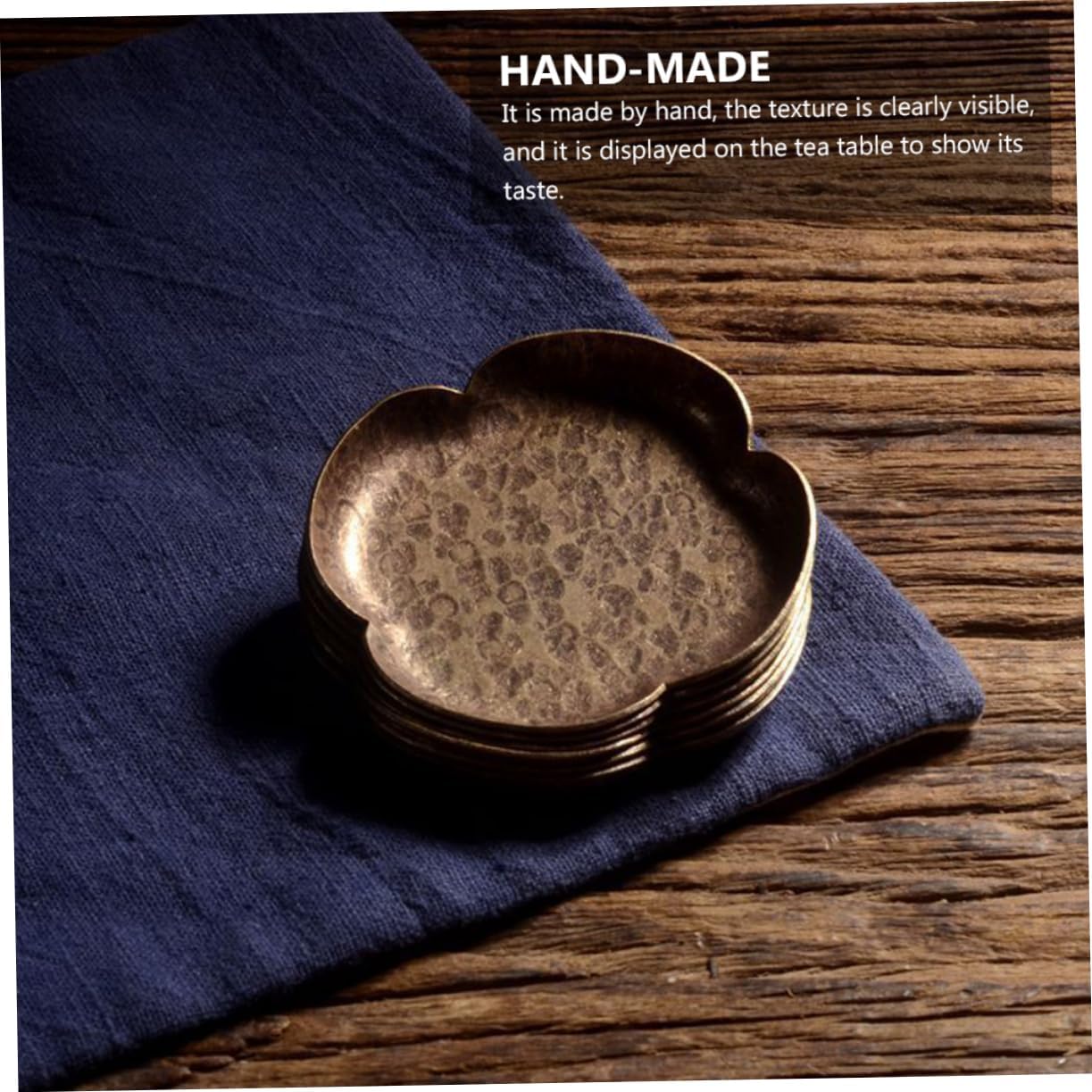 LIFKOME Handcrafted Bronze Insulation Mat Elegant Tea Coaster for Teacups Unique Vintage Design for Home Use Gifting and Practical Tea Accessory