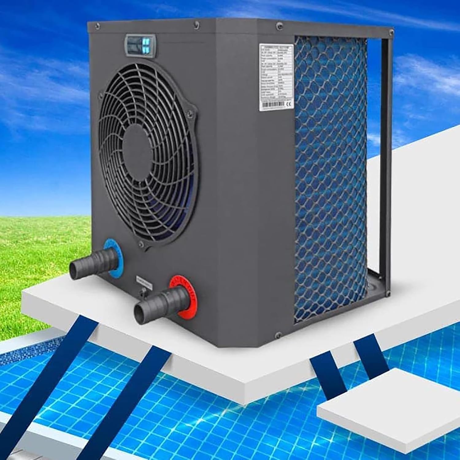 Swimming Pool Heater, Swimming Pool Heat Pump, Wi-Fi Control, Swimming Pool Thermostat, Suitable for Swimming Pools Of 0-18m³