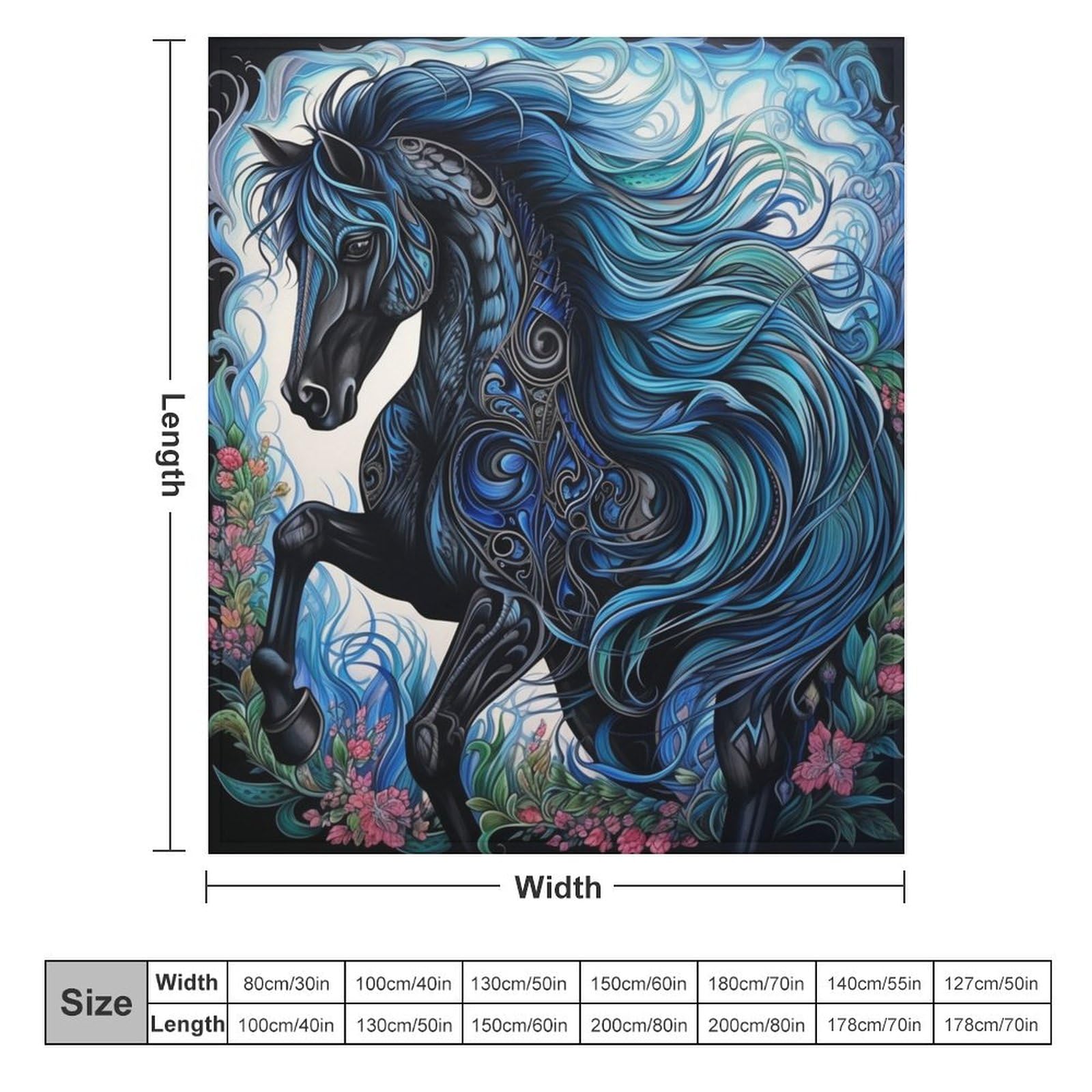 Pferd Dick Decke Weich Wärme Gemütlich Flannel-Fleece Sofadecke Deckeldecke 3D Bilder Wohndecke Für Bett/Sofa（180×200cm）