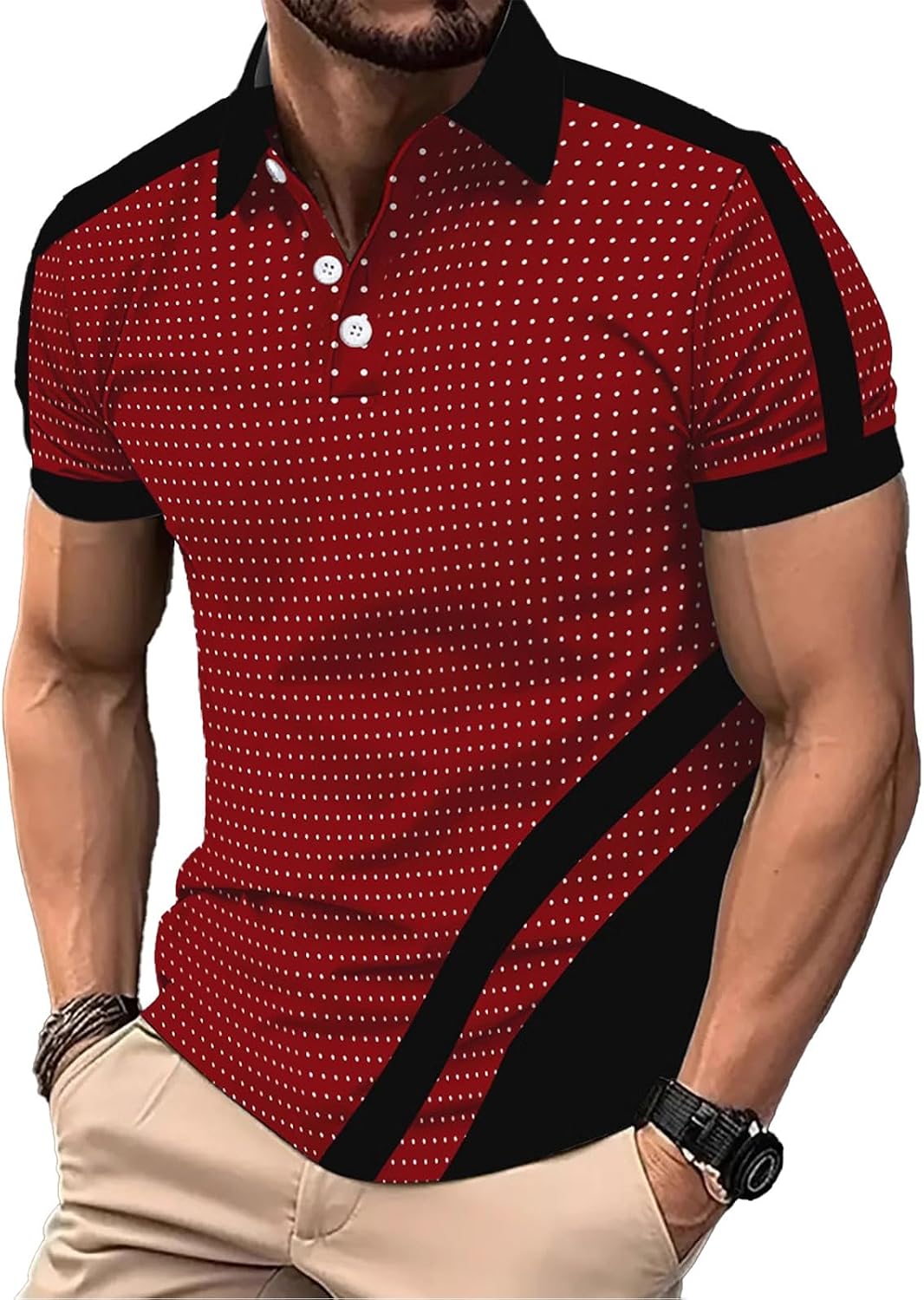 DEEX Men's Polo Shirts Short Sleeve 2026 Casual Polo T Shirt Color Block Slim Fit Summer Collared Golf Shirts