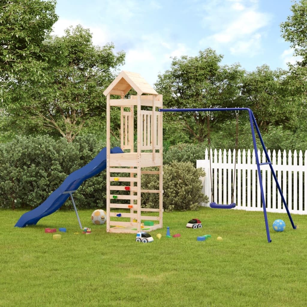 Spielturm aus Massivholz Kiefer mit Rutsche Schaukel Sandkasten für Kinder Garten Outdoor Kinderzimmer 3-8 Jahre robustes Klettergerüst mit Befestigung Zubehör für Kleinkinder Mädchen Jungen