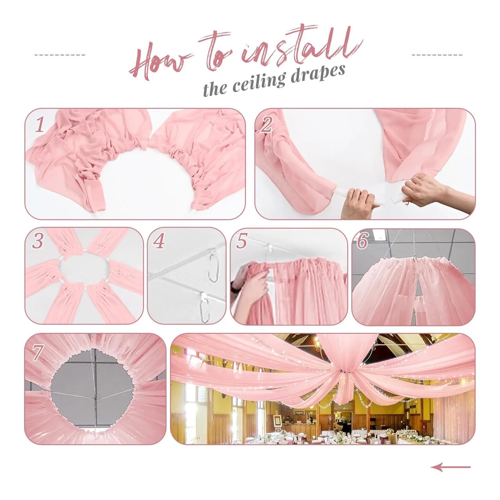 Panneaux De Rideaux De Plafond Rideaux de Plafond en Tissu for Arc Mariage, Rideaux Transparents, Draperies Voile, décoration for fête, cérémonie, scène Swag(1panel Ivory,W150XH1000CM)