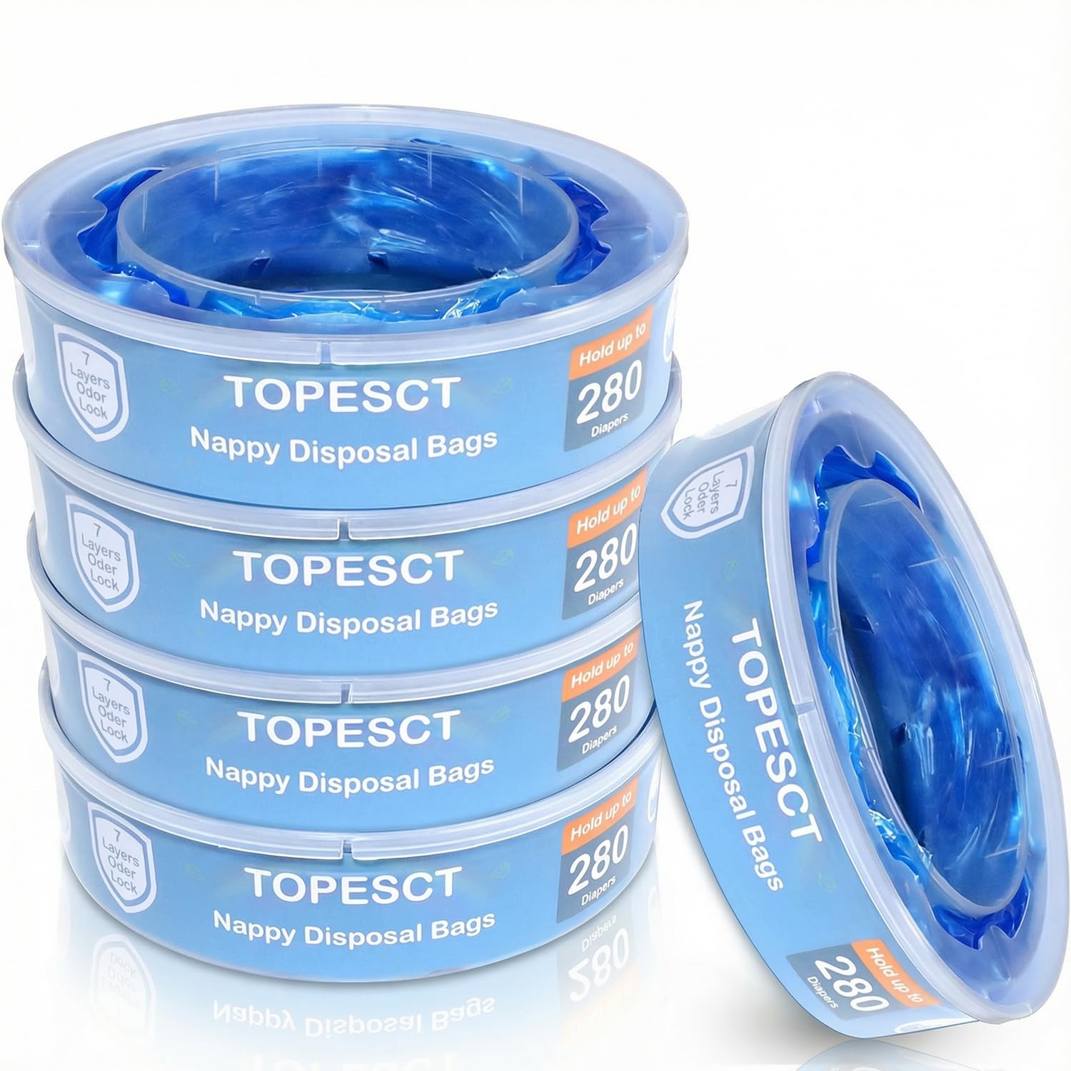 TopEsct 5 Pezzi Ricarica Mangiapannolini è compatibile con Angelcare, Maialino Foppapedretti e LitterLocker II, non adatta per Dress Up, Classic XL, Tecnologia antiodore EVOH (confezione da 5)