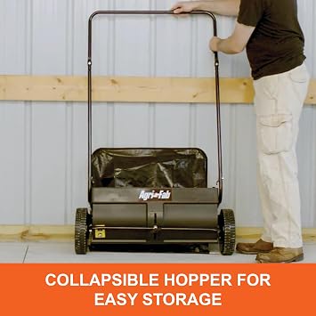 Agri-Fab 26 In Push Lawn Sweeper with 7 Cu Ft Hopper Bag, Adjustable Brush Height, Leaf and Grass Catcher for Small Yards