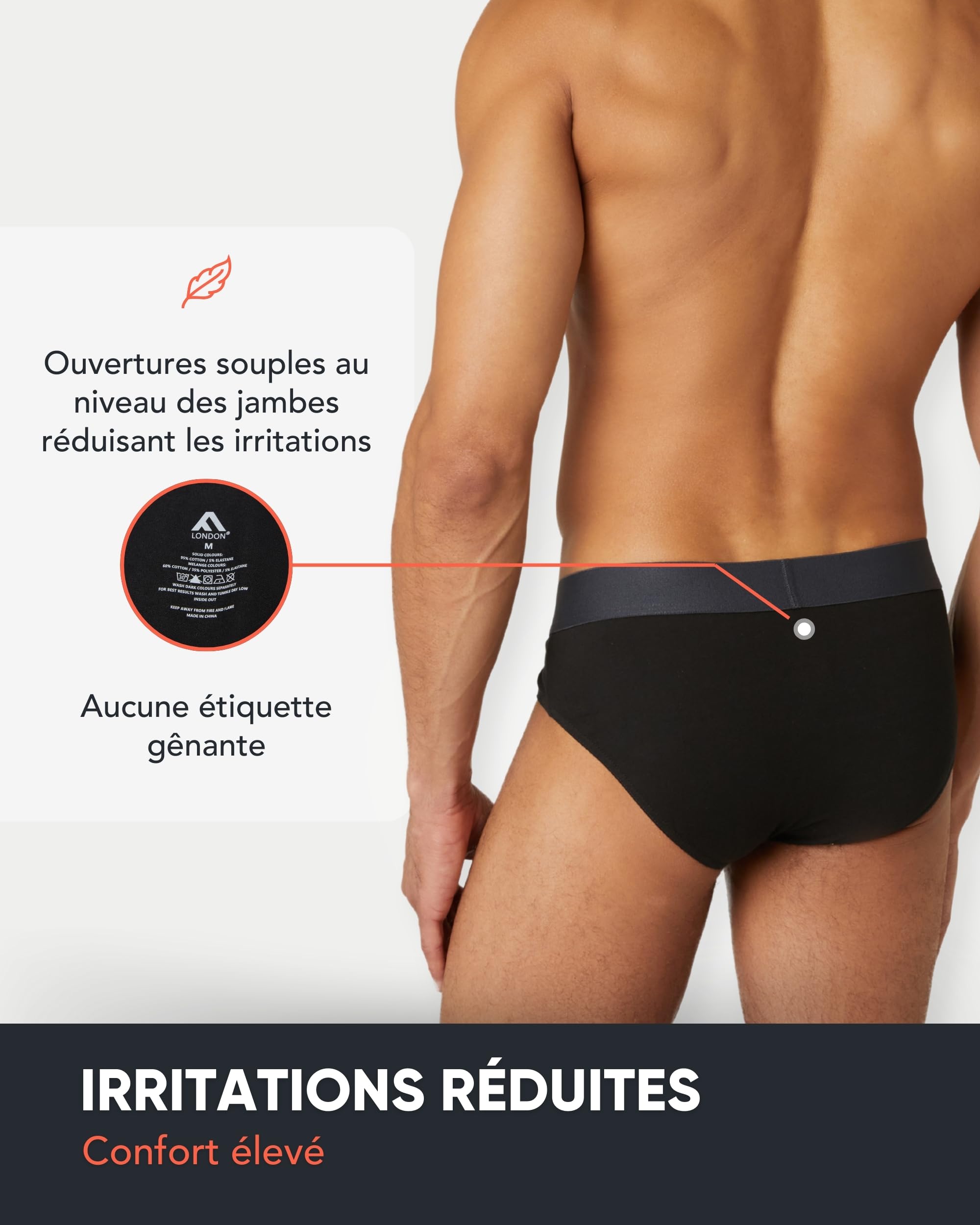 FM London Lot de 7 Slips pour Homme, Slip en Coton Essentiel sans Étiquette, Riche en Coton, sous-Vêtements Modernes pour Homme avec Ceinture Élastique Anti-Roulement
