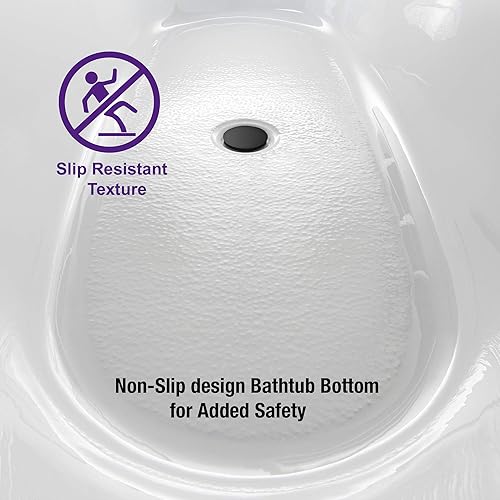 Miniatura 8 de WOODBRIDGE Bañera de acrílico independiente de 54 pulgadas, bañera negra de remojo contemporáneo con desbordamiento y drenaje negro mate, BTA1807-MB