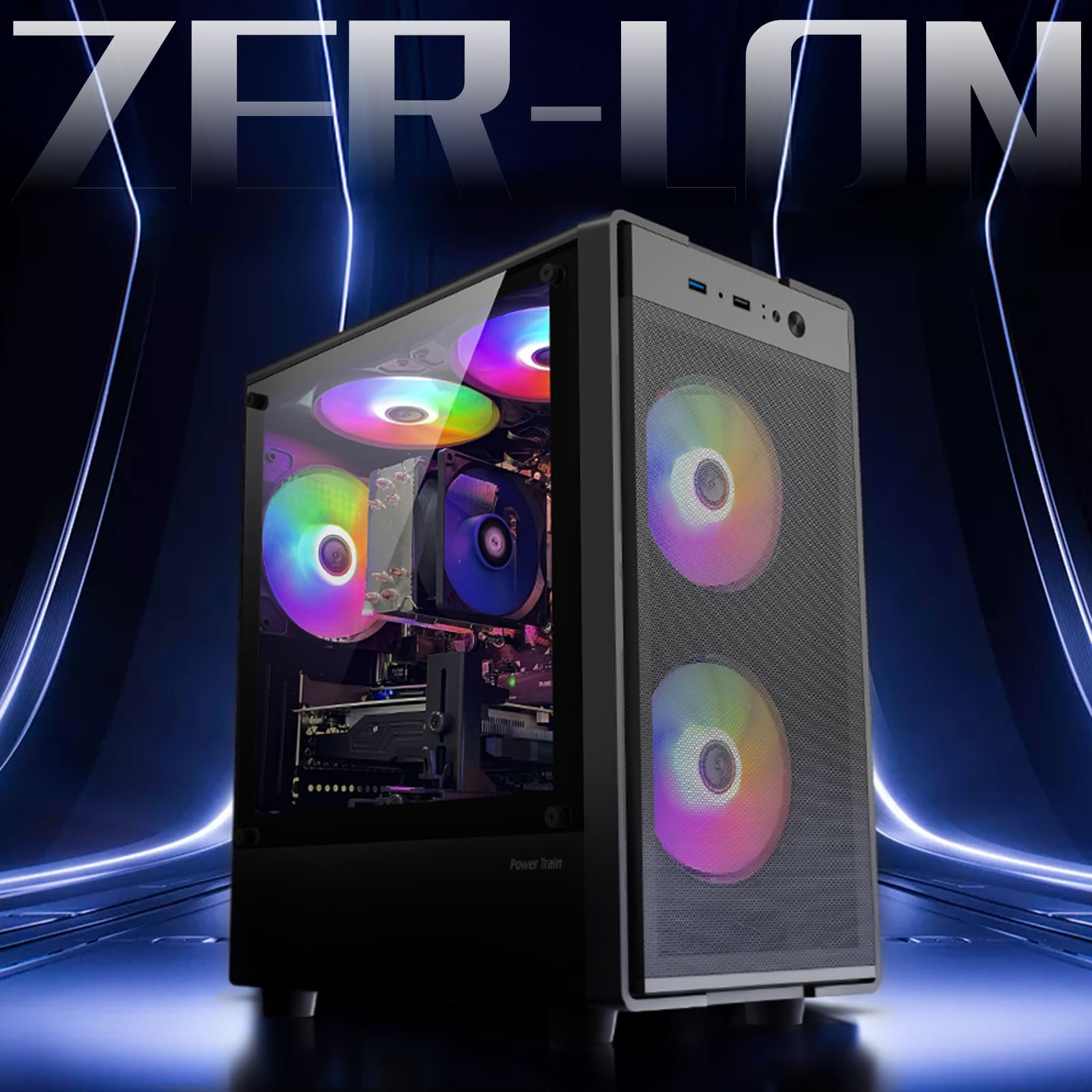 ZER-LON Gaming PC Desktop Computer, Intel Core I5 up to 3.6GHz, RX 550 4G GDDR5, 16G DDR3 RAM, 512GB NVME SSD, WiFi 5.0, Prebuilt Gaming PC Tower Computer with 5 RGB Fan — view 6