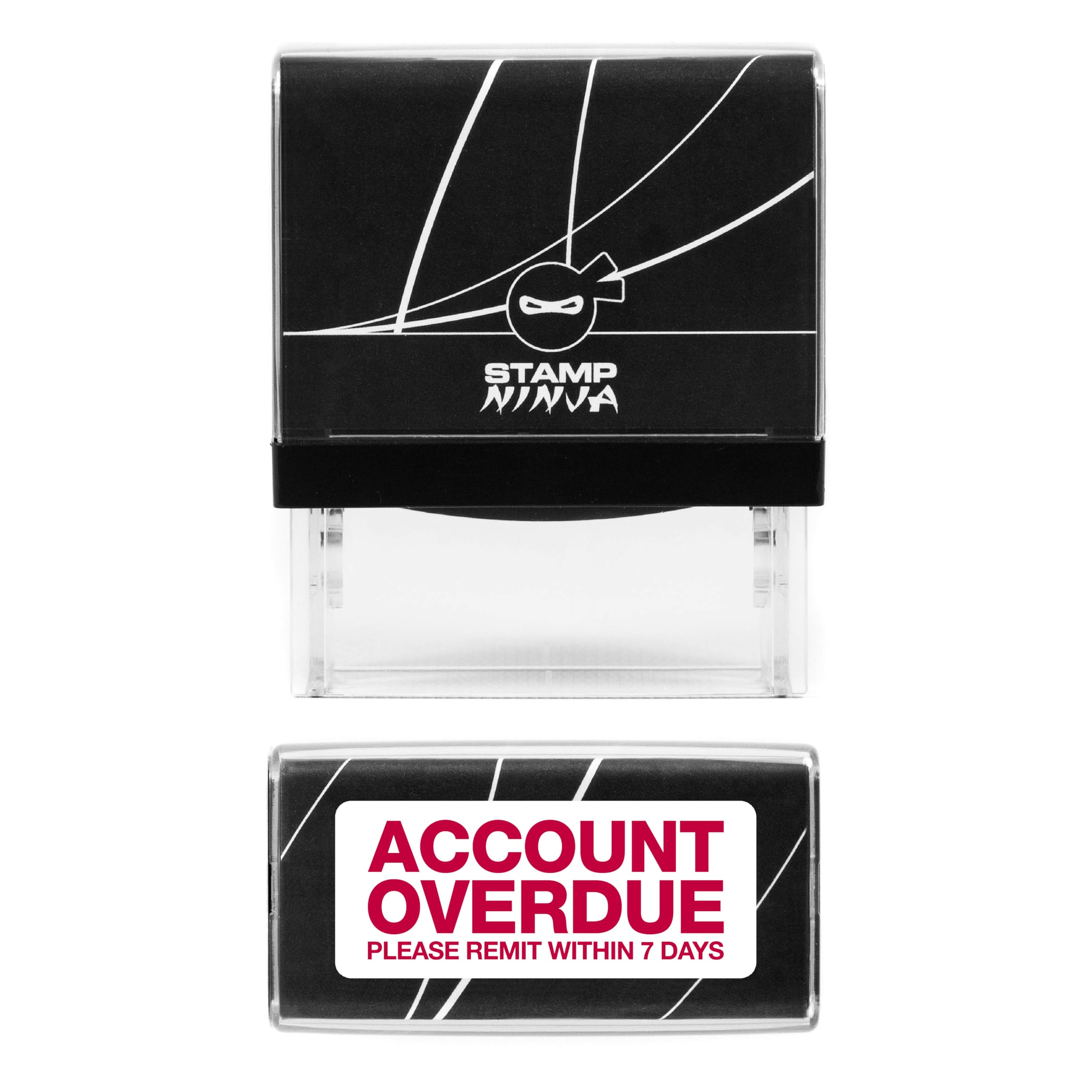 Stamp Ninja 45Mm X 18Mm Accounts Self Inking Rubber Stamp Red Ink - Overdue - Final Notice - On Stop - Please Remit Etc - Red Ink (Account Overdue)