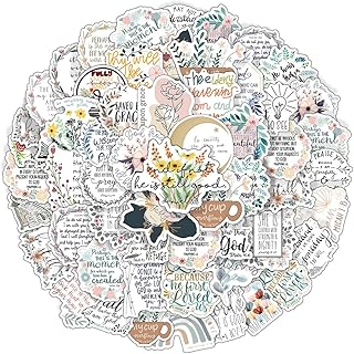 Powbrace Jesus Christian Stickers for Journaling - 70PCS Bible Verse Stickers with Faith Wisdom Words. Inspirational Religious Laptop Stickers for Teens & Adults. Perfect Christian Gifts