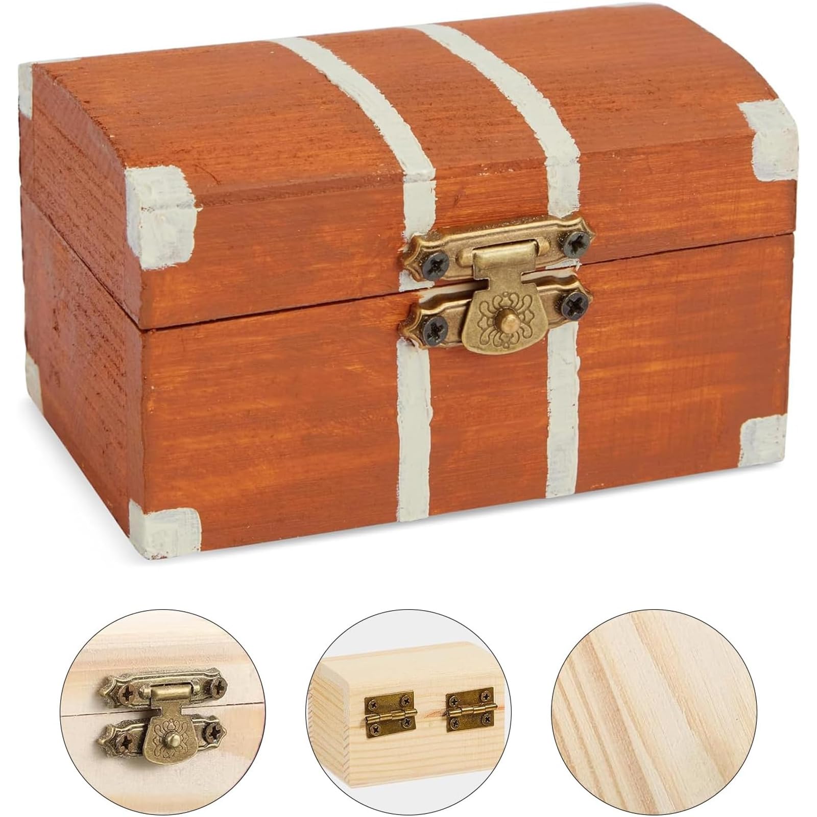 Petit Coffre en Bois, 20 pièces Coffre au Trésor, Mini Coffre au Trésor en Bois, Boîte à Bijoux à Faire soi Même, DIY Petit Coffre en Bois avec Couvercle, Convient pour Ranger Et Décorer