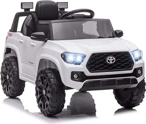 ENYOPRO Camión de paseo para niños, automóvil eléctrico con licencia Toyota Tacoma 12V7Ah para niños, auto de juguete con control remoto,