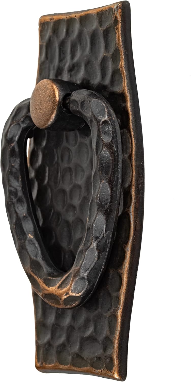Mission Vertical Hammered Antique Copper Drawer Pull | Centers: 2 1/4" | Handle for Antique Cabinet Door, Dresser Drawer, Desk | Reproduction Furniture Hardware | UA-819-PVAC