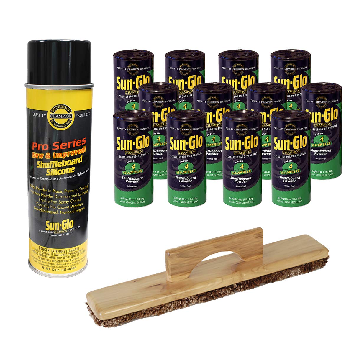 Sun-Glo 12 Cans #4 Yellow Bear Wax, Sweep, Silicone Spray