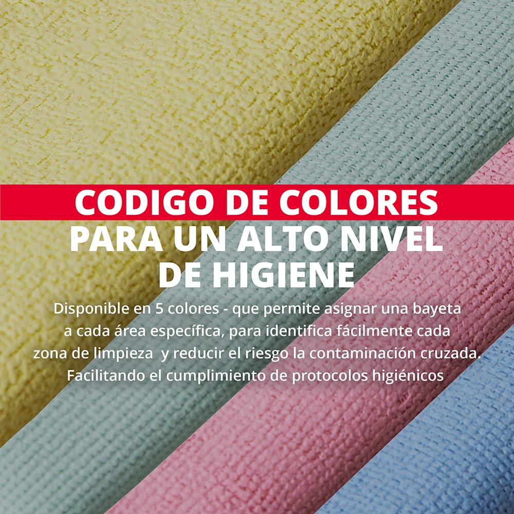 Vileda Professional, Bayeta PurMicro Active, Multicolor, Microfibra, Recubrimiento Pur, Superficies Lisas, INOX y Vidrio, Alta absorción, Secado sin rastros, 38x35cm - 5