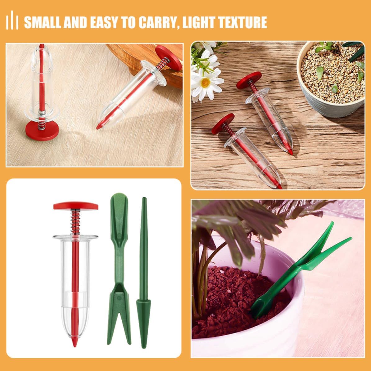 Operitacx Portable Plastic Garden Seeder Spreader Tool Set, Easy to Use Handheld Seed Planting Dispenser for Precise Seed Distribution in Home and Outdoor Gardening