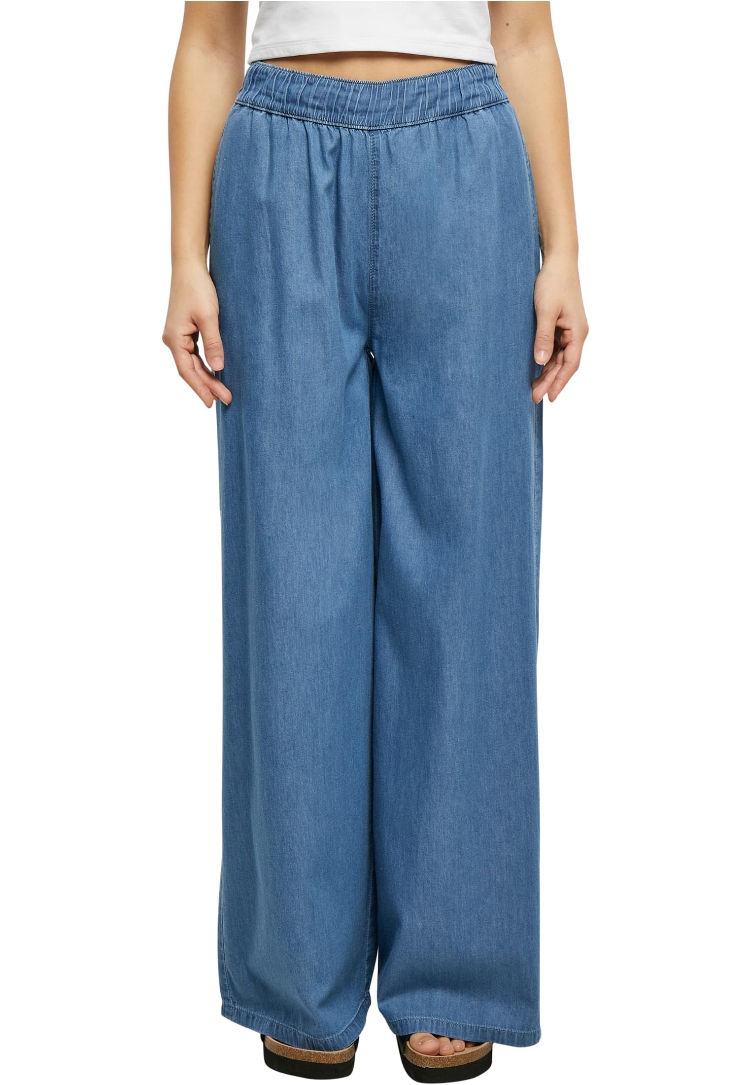 Urban Classics Damen Ladies Light Denim Wide Leg Pants