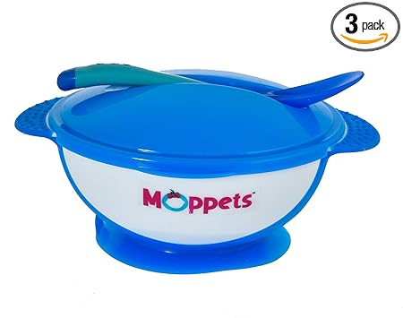 Moppets 350ml Suction Bowl with Snap-in Spoon (Blue)