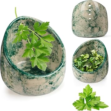 Pottery Herb Stripper Bowl, Handmade Ceramic Herb Peeling Bowl, for Separating Leaves and Stems Green
