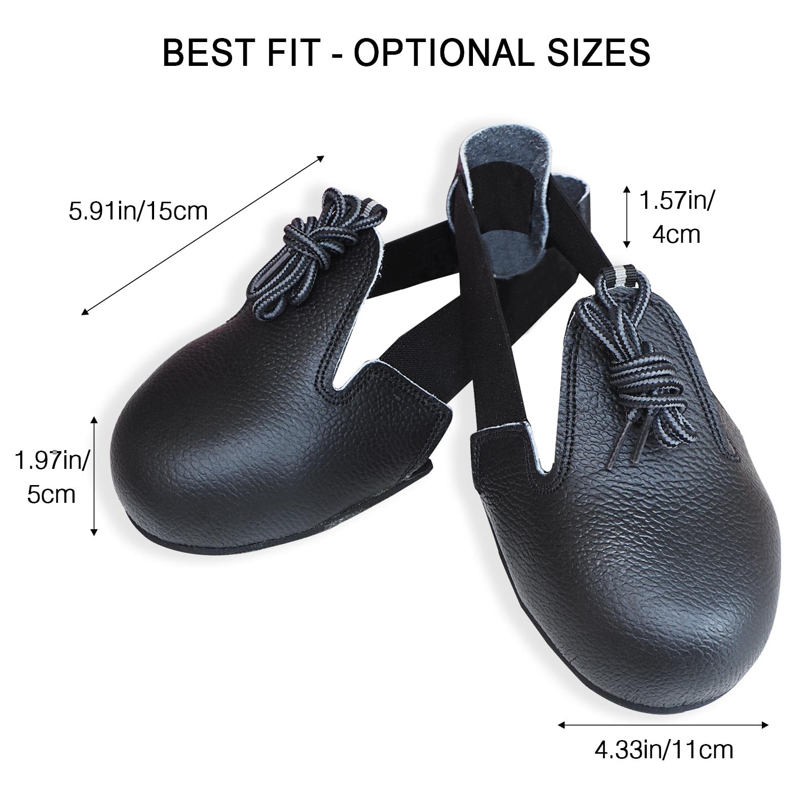 Puntera de acero, cubrezapatos de seguridad para el lugar de trabajo, cubierta antigolpes con correa ajustable para hombres/mujeres, para talla 5-12, 1 par (cuero, L)