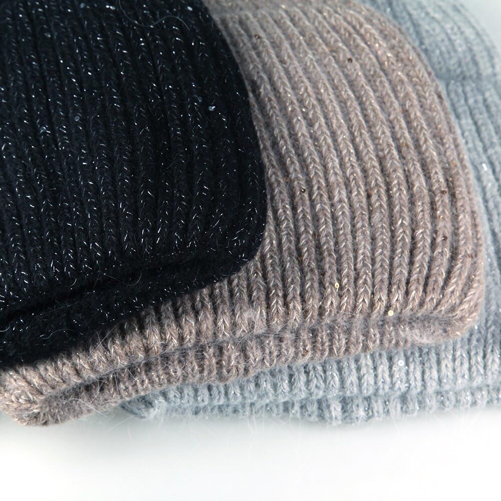 Gorro de Invierno para Mujer, Gorro de Punto con pompón, Gorro para Mujer (Beige, Talla única)