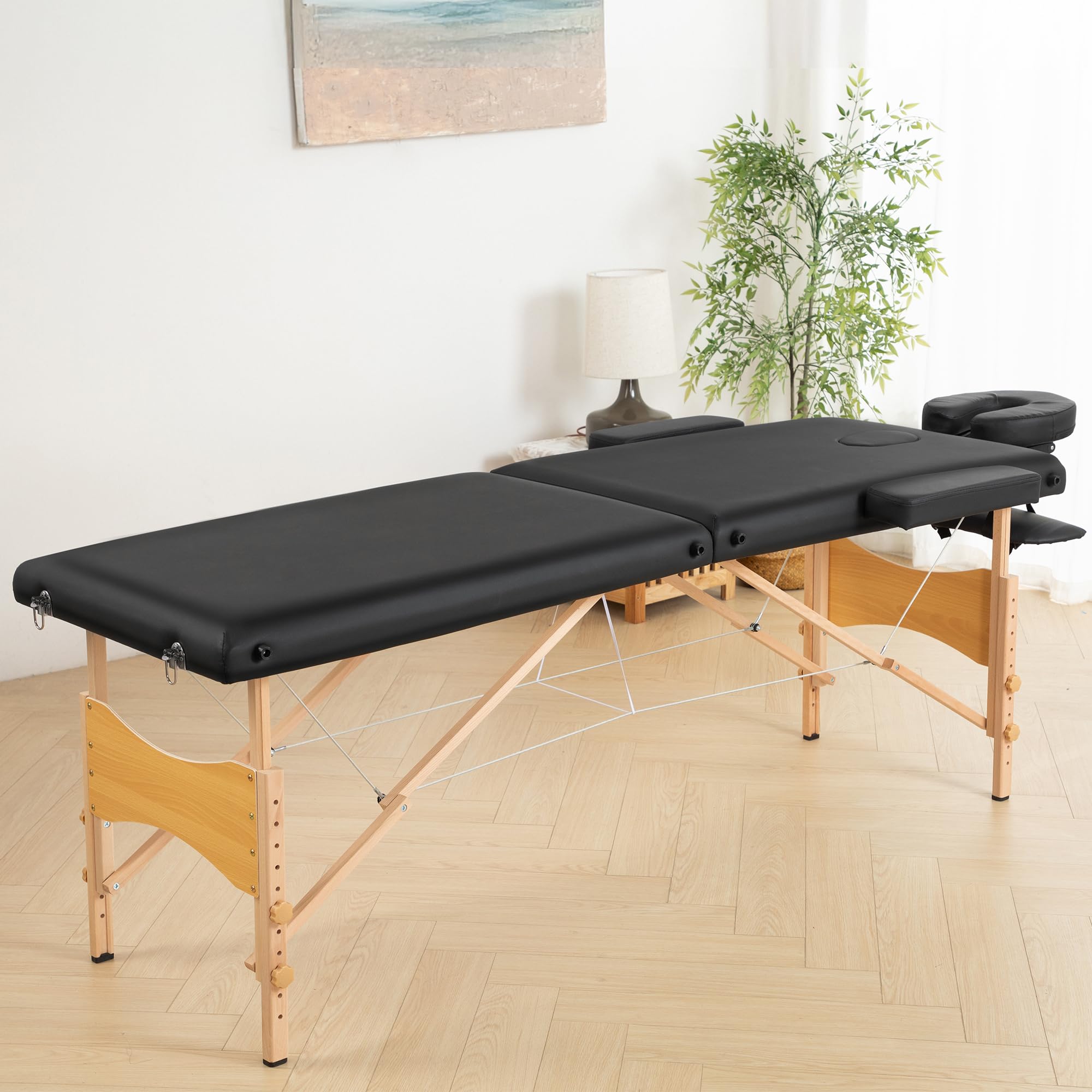 Brelley Mobile Massageliege Klappbar 2 Zone, Höhenverstellbare Professionelle Massagetisch mit Kopfstütze Armlehnen, Für Spa Salon Tattoo Schönheit