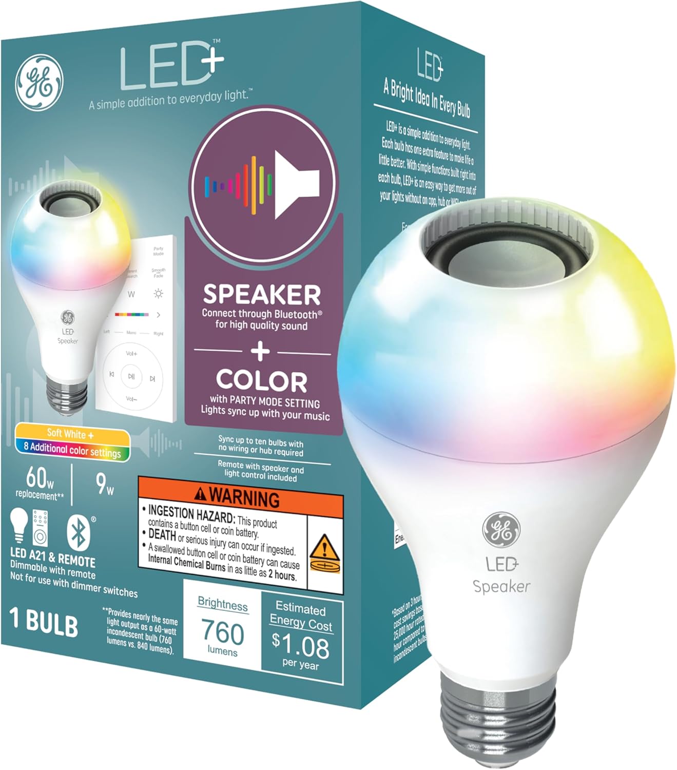 GE LED+ A21 LED Light Bulb and packaging