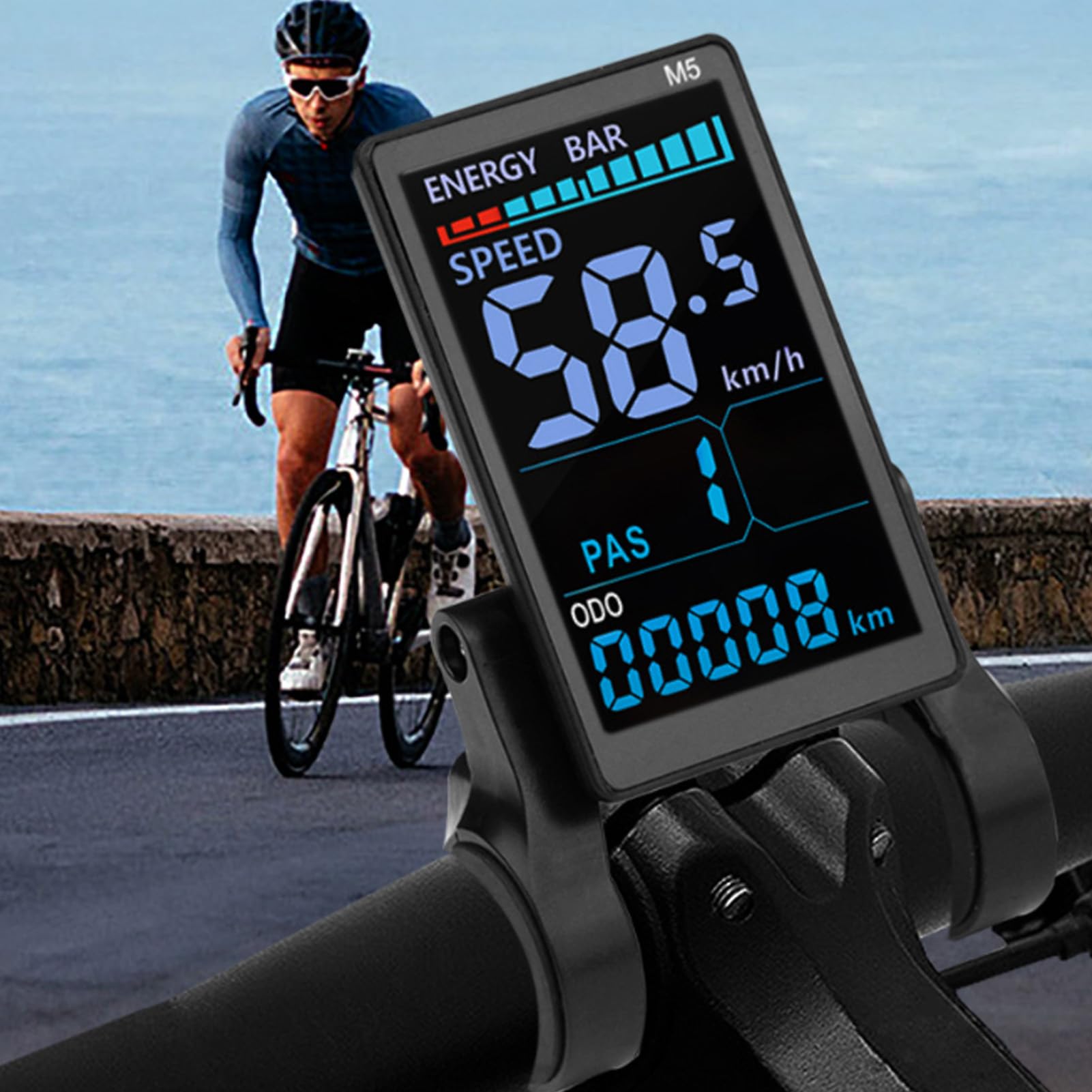 Electric Bike LCD Display Meter Panel, Real Time Riding Data Speedometer and Backlight LCD Screen for Mountain Bike Scooter