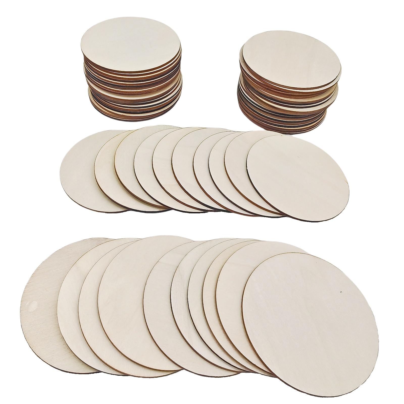 60 pezzi di dischi in legno non verniciati per il fai da te, 10 cm, vuoti, dischi in legno, ritagli rotondi per pittura DIY e decorazione della casa