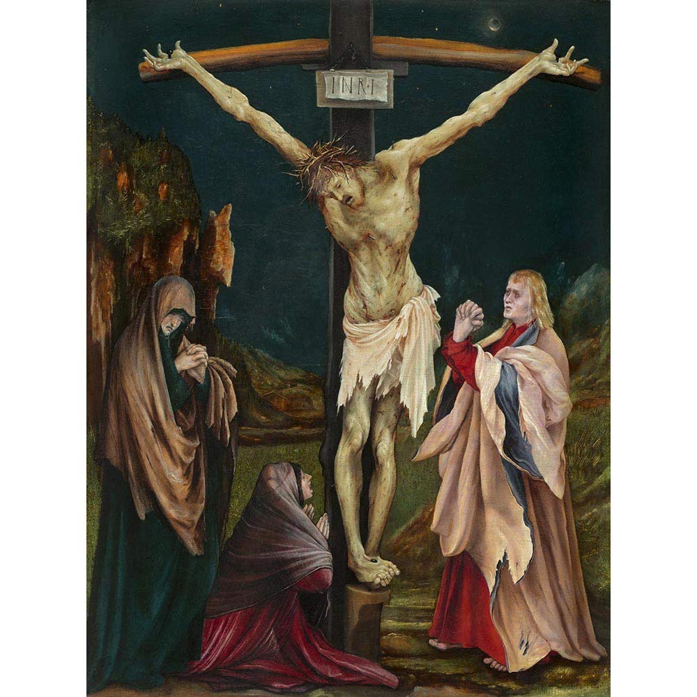 Wee Blue Coo Painting Grunewald The Small Crucifixion Art Print Poster Wall Decor 12X16 Inch