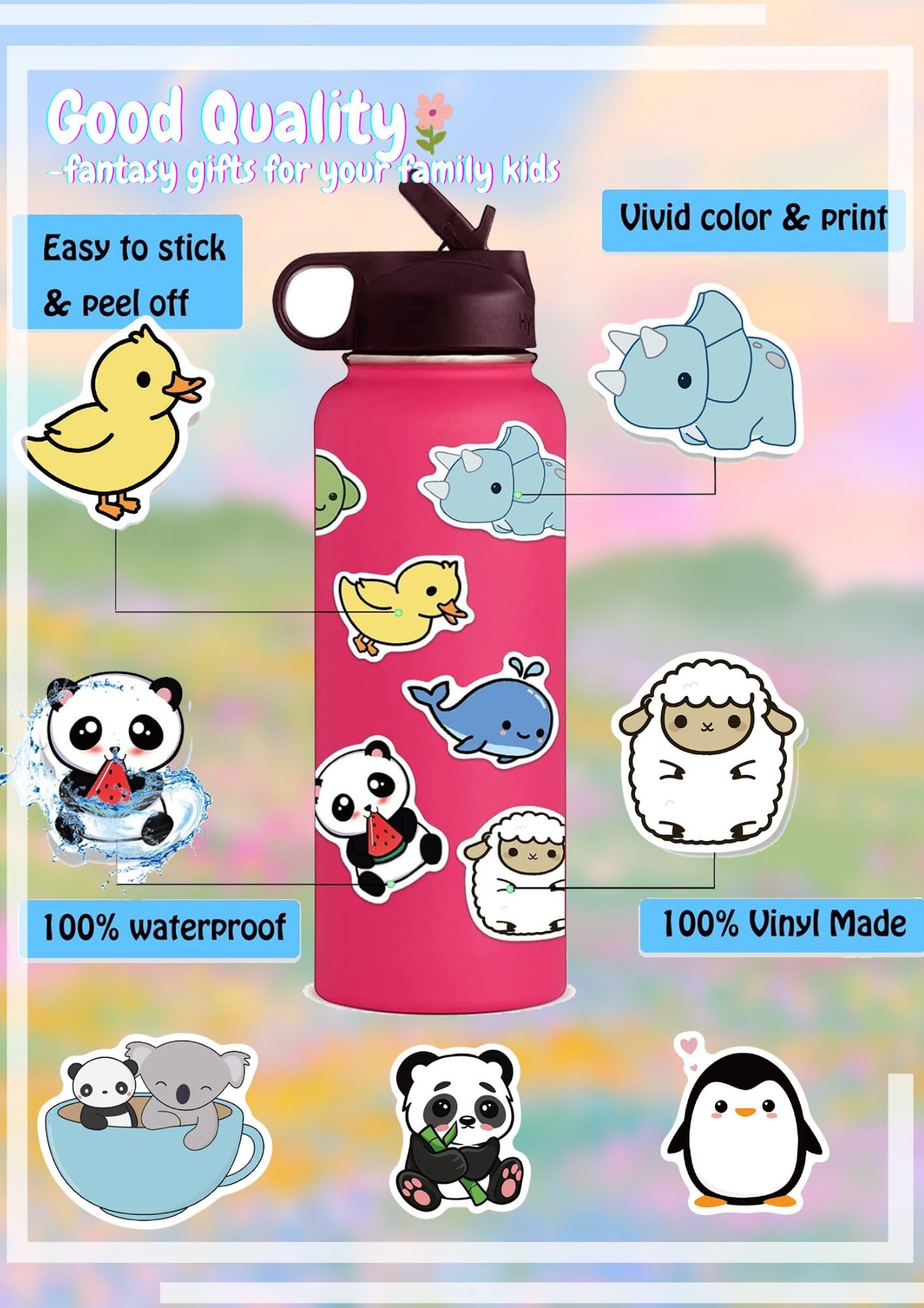 100pcs Autocollants Mignons, Autocollants En Vinyle Imperméables Pour