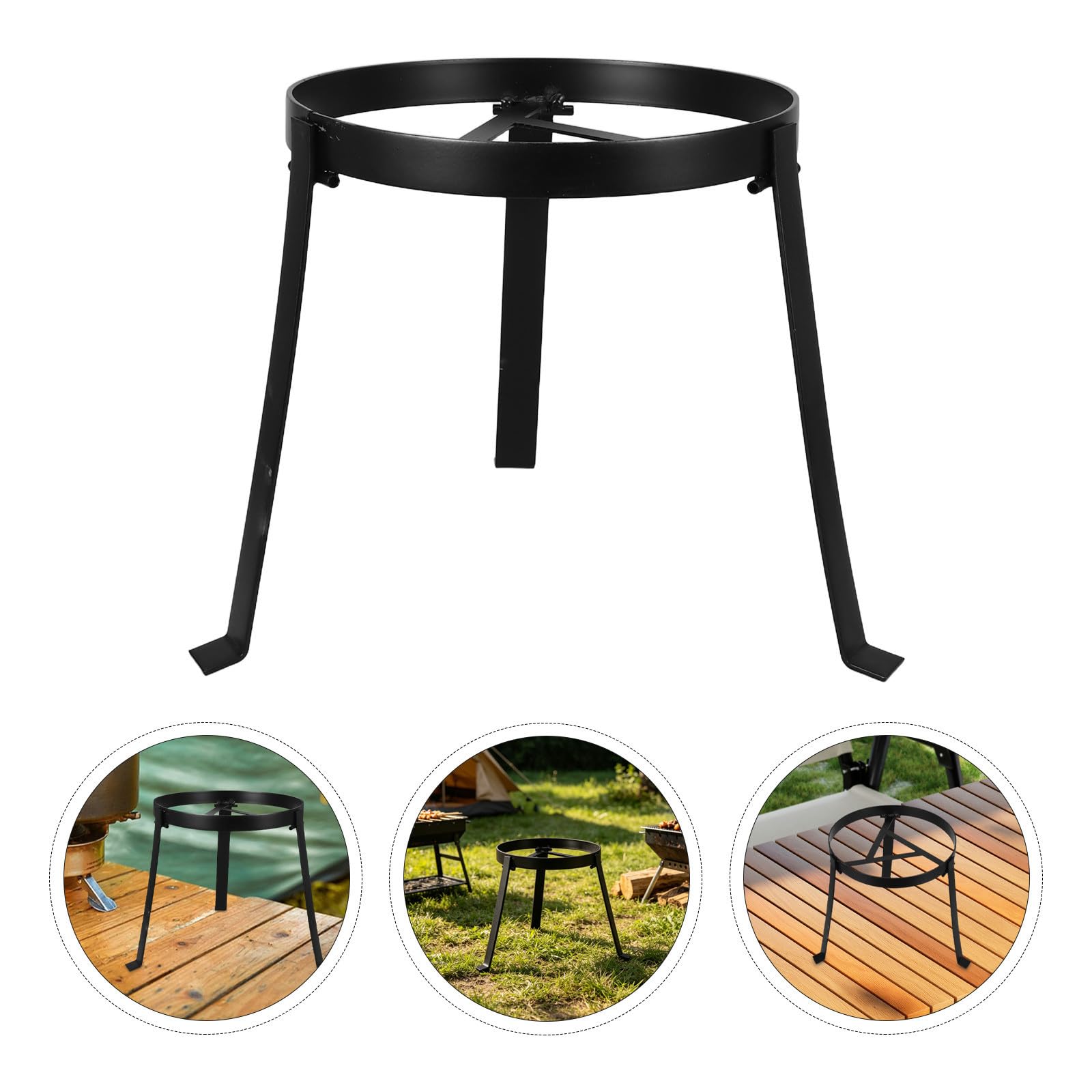Trépied de Camping Pliable pour Feu de Camp, Barbecue Extérieur 25 Cm | Support Stable sans Outil, Acier Galvanisé Noir, Usage Randonnée, Compatible Bouilloires et Poêles