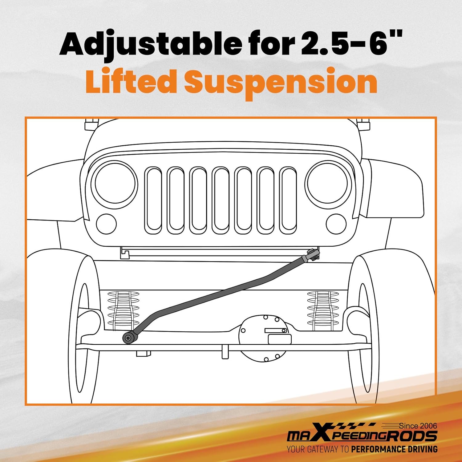 maXpeedingrods 2.5-6" Front Adjustable Track Bar for Jeep Wrangler JL/JT Gladiator 2018-2023 4WD with Grease Zerk Fittings