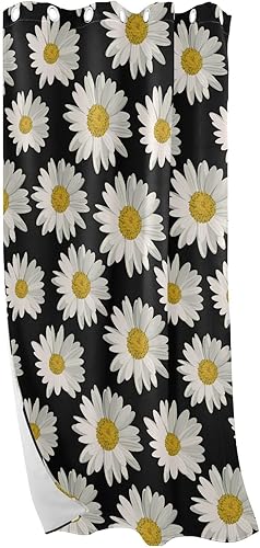Miniatura 7 de White Daisies on Black Blackout Curtains 84 inches Length Curtains for Bedroom Living Room Blackout Blinds Closet Curtains Decor Cortina para