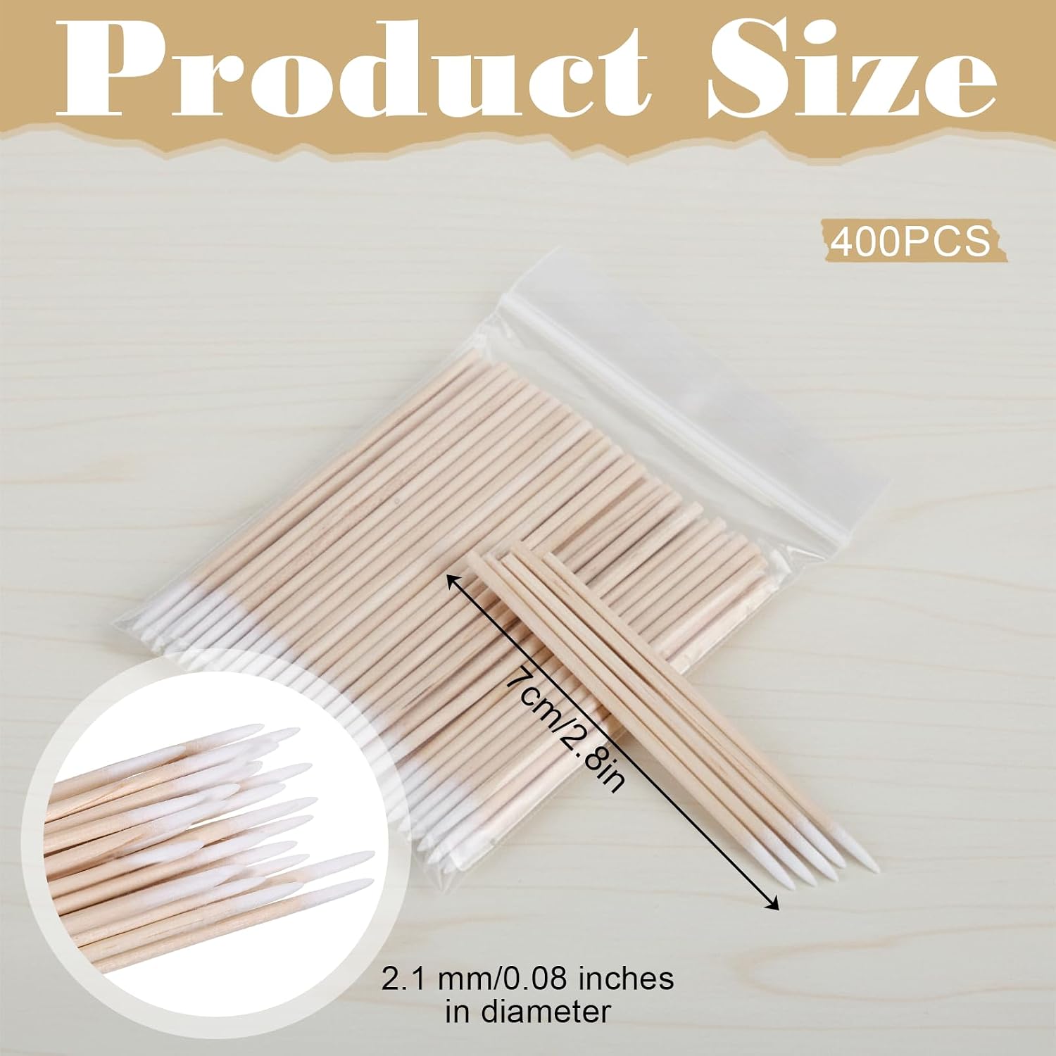 400PCS Pointed Cotton Swabs with Wooden Sticks, Precision Cotton Tipped Applicators, Microswabs for Nails Eyelash Extensions, Makeup Ear Nail Tattoo Crafts