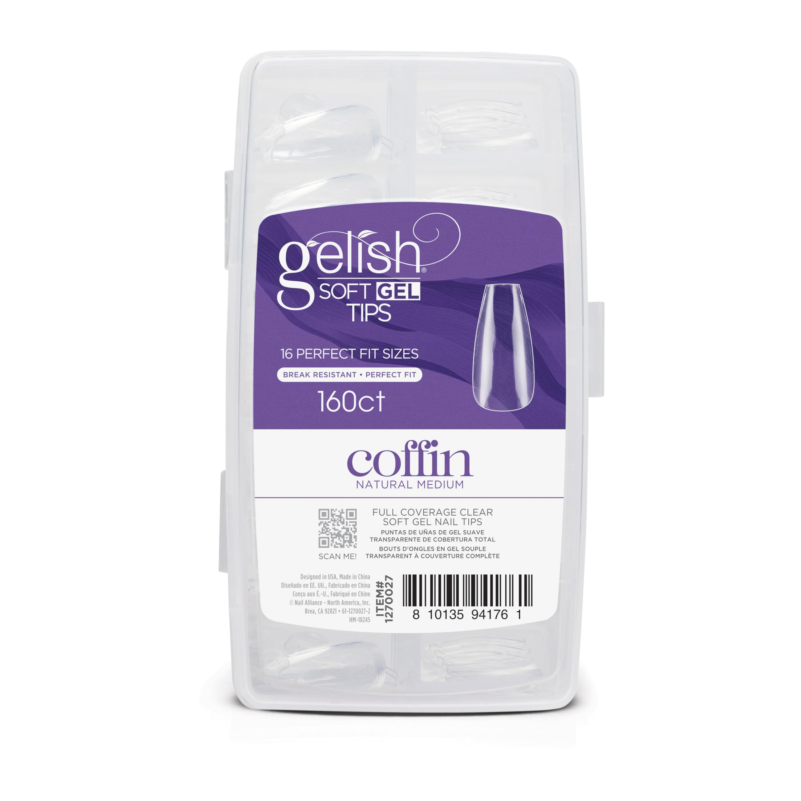 Gelish Soft Gel Tips – Professional Quality Gel Nail Tips for Strong, Long-Lasting Manicures – Easy Application, Natural Look, and Perfect Fit Press on Nails.