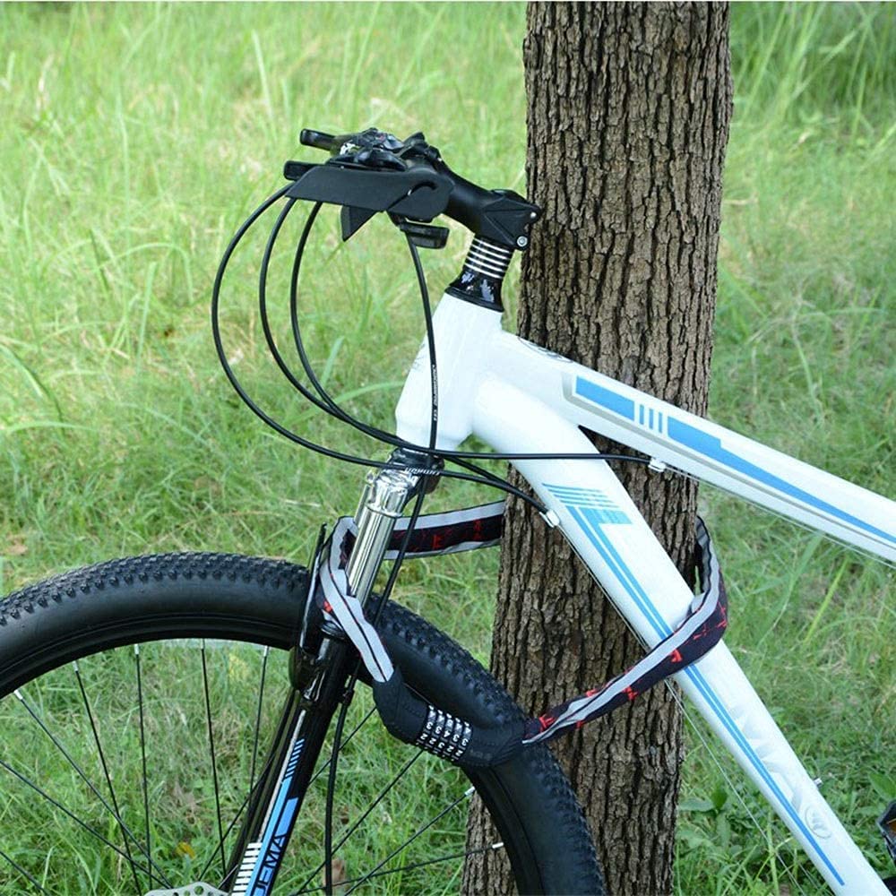 Lucchetto per Bicicletta/Catena per Bicicletta/codice a 5 cifre, può reimpostare 100.000 Codici, con Striscia Riflettente, utilizzato per Biciclette, motociclette, Porte