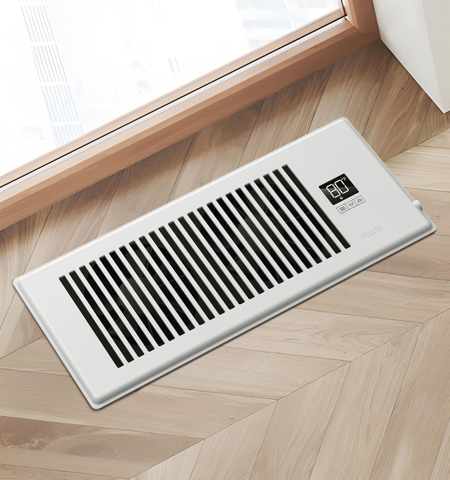 VELLEE Ventilador silencioso de 4 x 12 pulgadas, ventilador de ventilación de CA con control remoto y control de termostato, blanco, VL-412-W