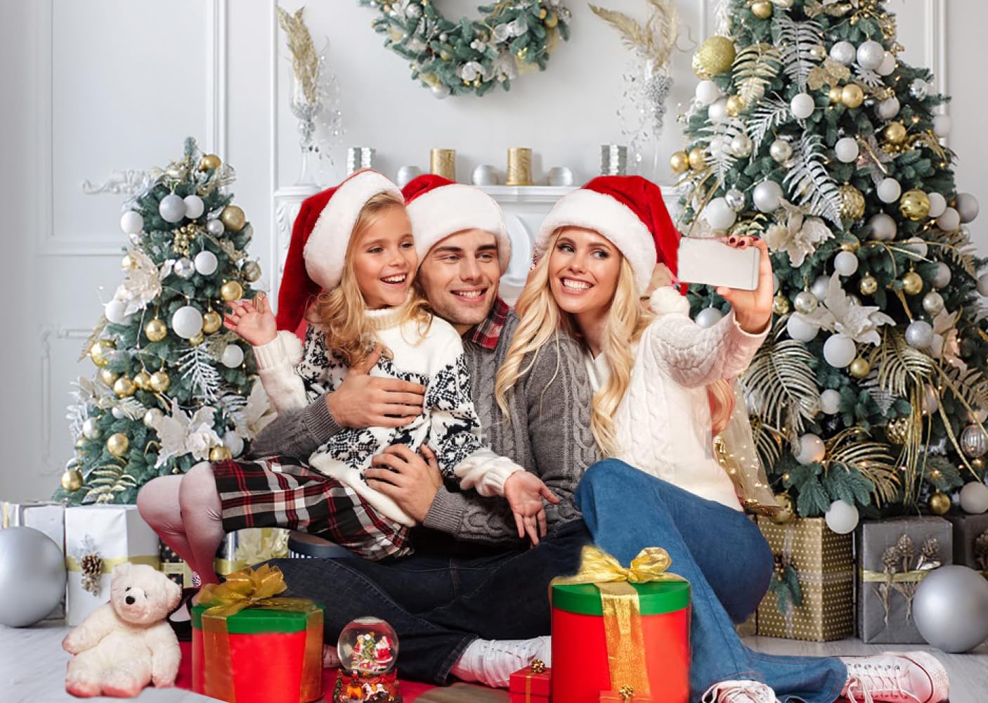 Weihnachts-Fotohintergrund Mit Kamin-Motiv – 208,3x150 Cm, Vinyl, Für Partys & Foto-Shootings