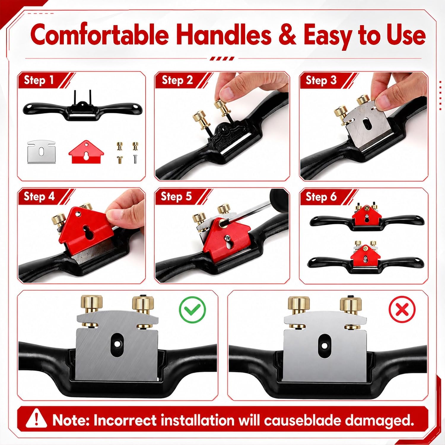 10 Pcs 9 Inch Adjustable Spokeshave Cutting Plane Spokeshave Hand Trimming Tool with Double Screws and 10 Pcs Metal Blade for Wood Carver Planing Craft Trimming Deburring Tools