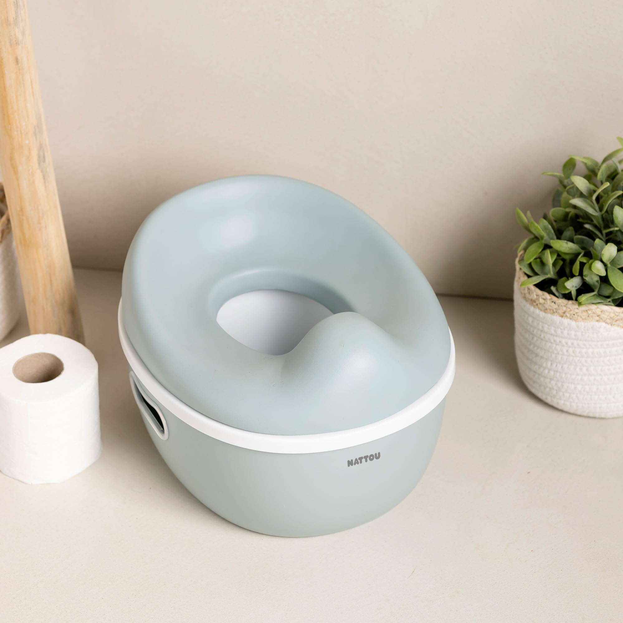 Nattou Pot 3en1 pour bébé, Pot + Tabouret + Siège de toilette pour enfants, Apprentissage facile de la propreté, Env. 34 cm, De 18 mois à 4 ans env., Care, ABS/EVA, Bleu